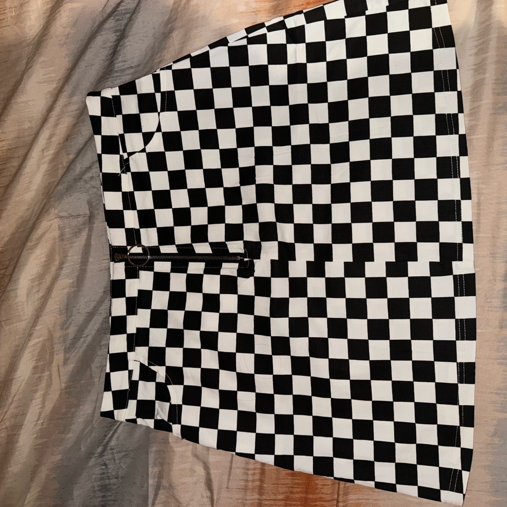Black and white checkered mini skirt
